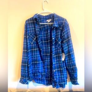 Striped-checkered, long sleeve collared shirt. NEVER WORN!